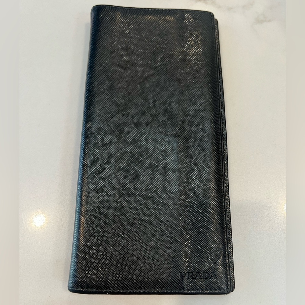 AUTH Prada Wallet Purse Long Wallet Logo Black Mens